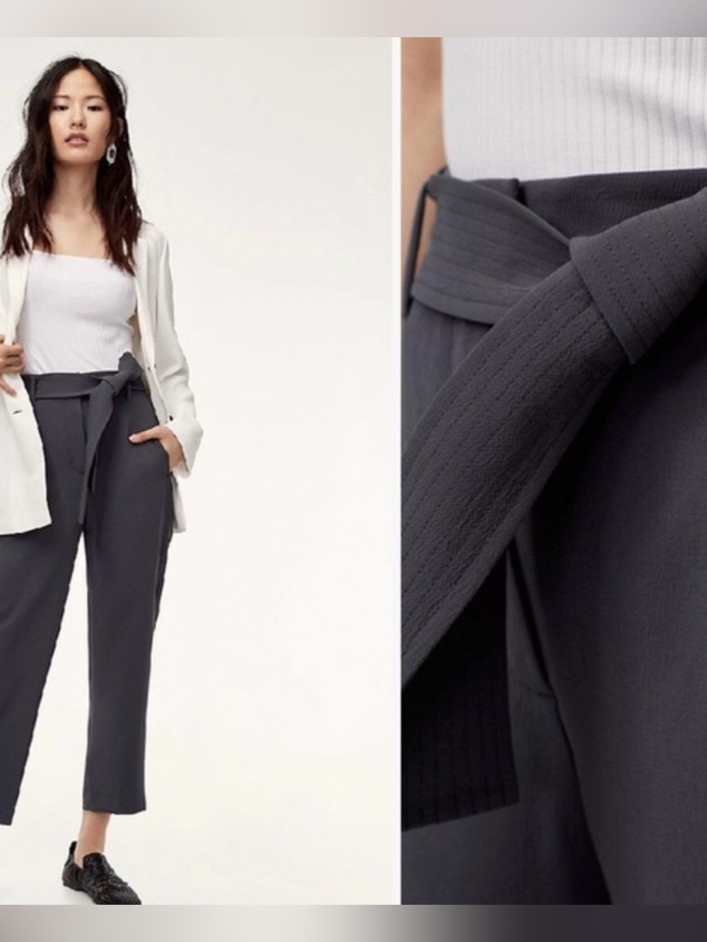 Aritzia Wilfred Geneva Tie-Front Pants – Crepe Trousers Size 2
